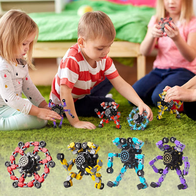 Fidtoy Transformable Fidget Spinners 4 Pack for Kids Sensory Play