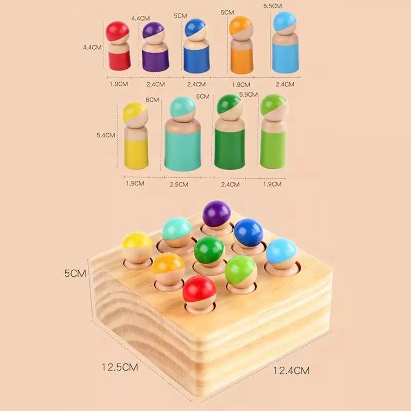 Wooden Montessori Peg People Sensory Toy- Fine motor skills toys
