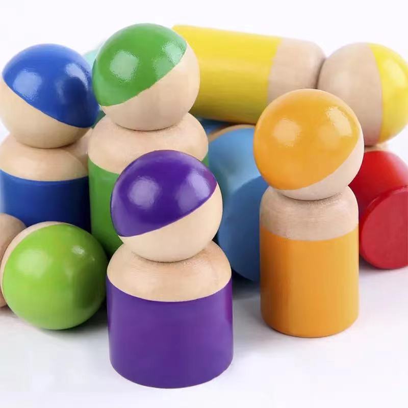 Wooden Montessori Peg People Sensory Toy- Fine motor skills toys