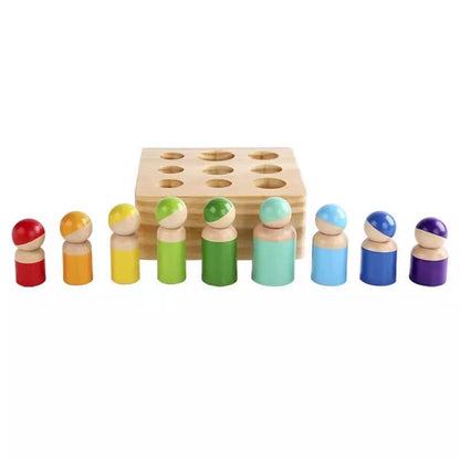 Wooden Montessori Peg People Sensory Toy- Fine motor skills toys