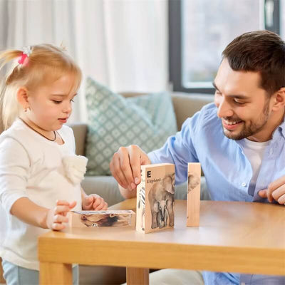 Fidtoy Puzzle en bois animaux pour bébés – Jouet éducatif rotatif 4 en 1 à partir de 2 ans