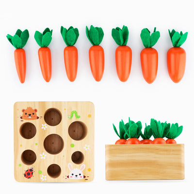 Caja de cosecha de zanahorias Juguete Montessori de madera ecológico