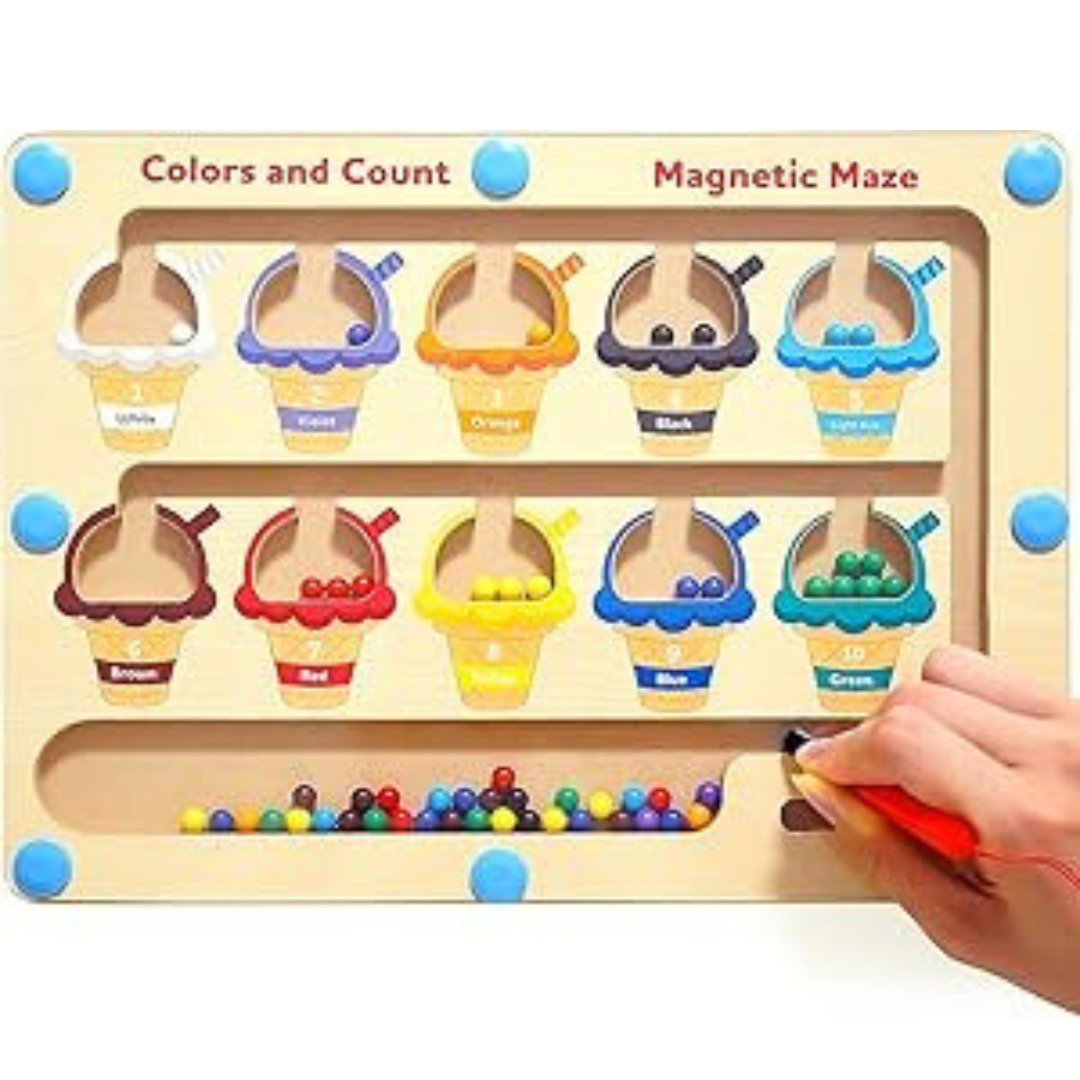 Magnetic Pen Sliding Colour Number Sorting Busy Board (Ice Cream Theme)