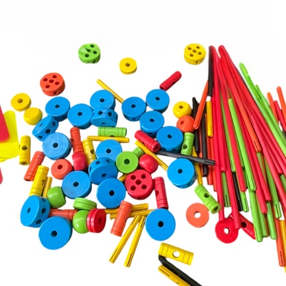 130+ pcs Large Wooden Tinker Toy Building Set construction Blocks Best Kids Open-Ended Toys