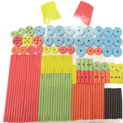 130+ pcs Large Wooden Tinker Toy Building Set construction Blocks Best Kids Open-Ended Toys