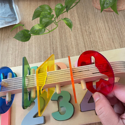 Sensory Supports- Motor Skills Sliding Acrylic Tiles with Wooden Magnetic Numbers