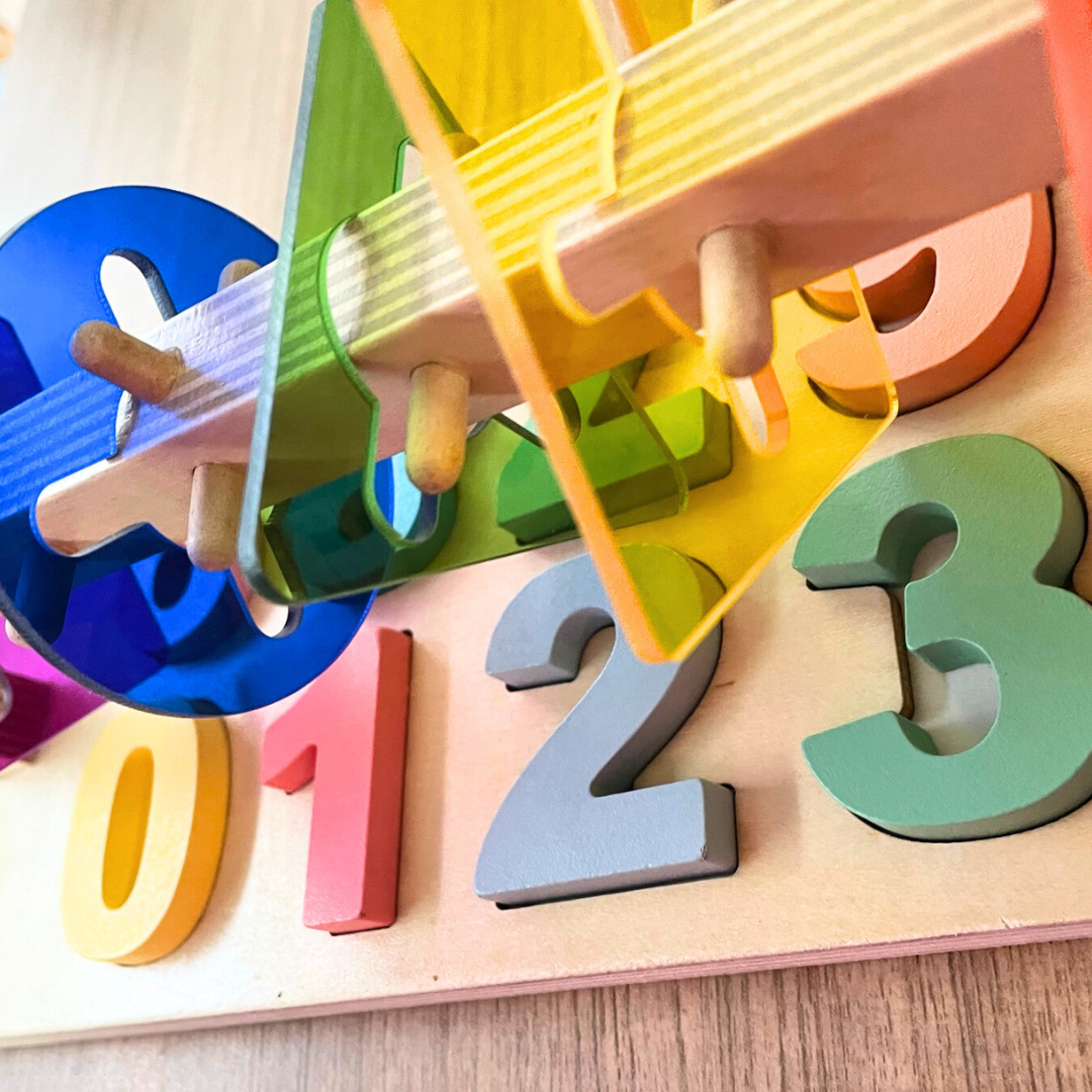 Sensory Supports- Motor Skills Sliding Acrylic Tiles with Wooden Magnetic Numbers