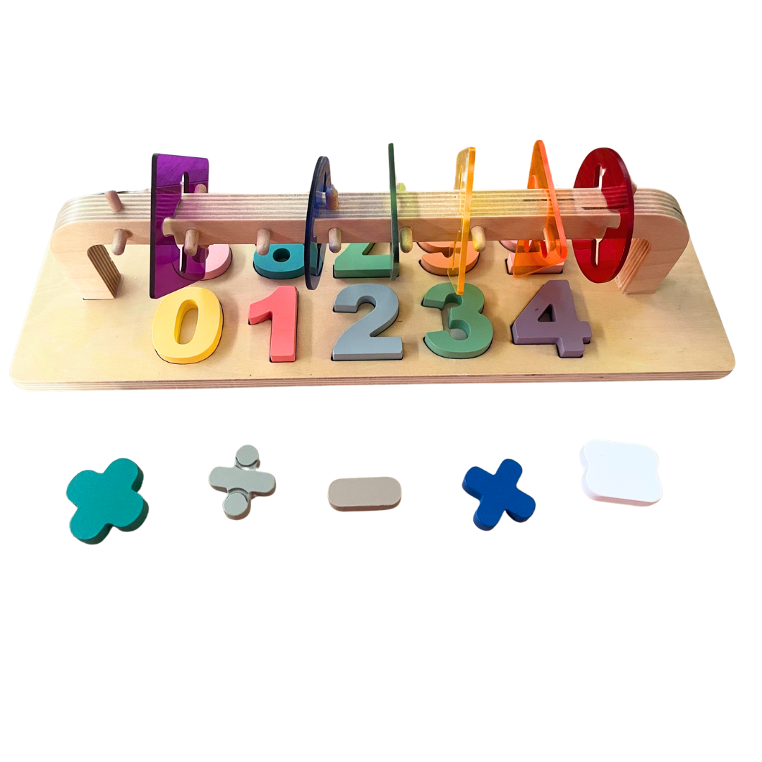 Sensory Supports- Motor Skills Sliding Acrylic Tiles with Wooden Magnetic Numbers