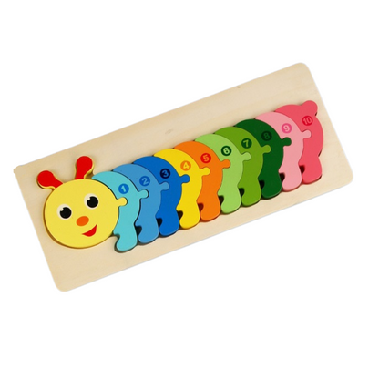 Wooden Numbered Caterpillar Puzzle Number Learning 1-10