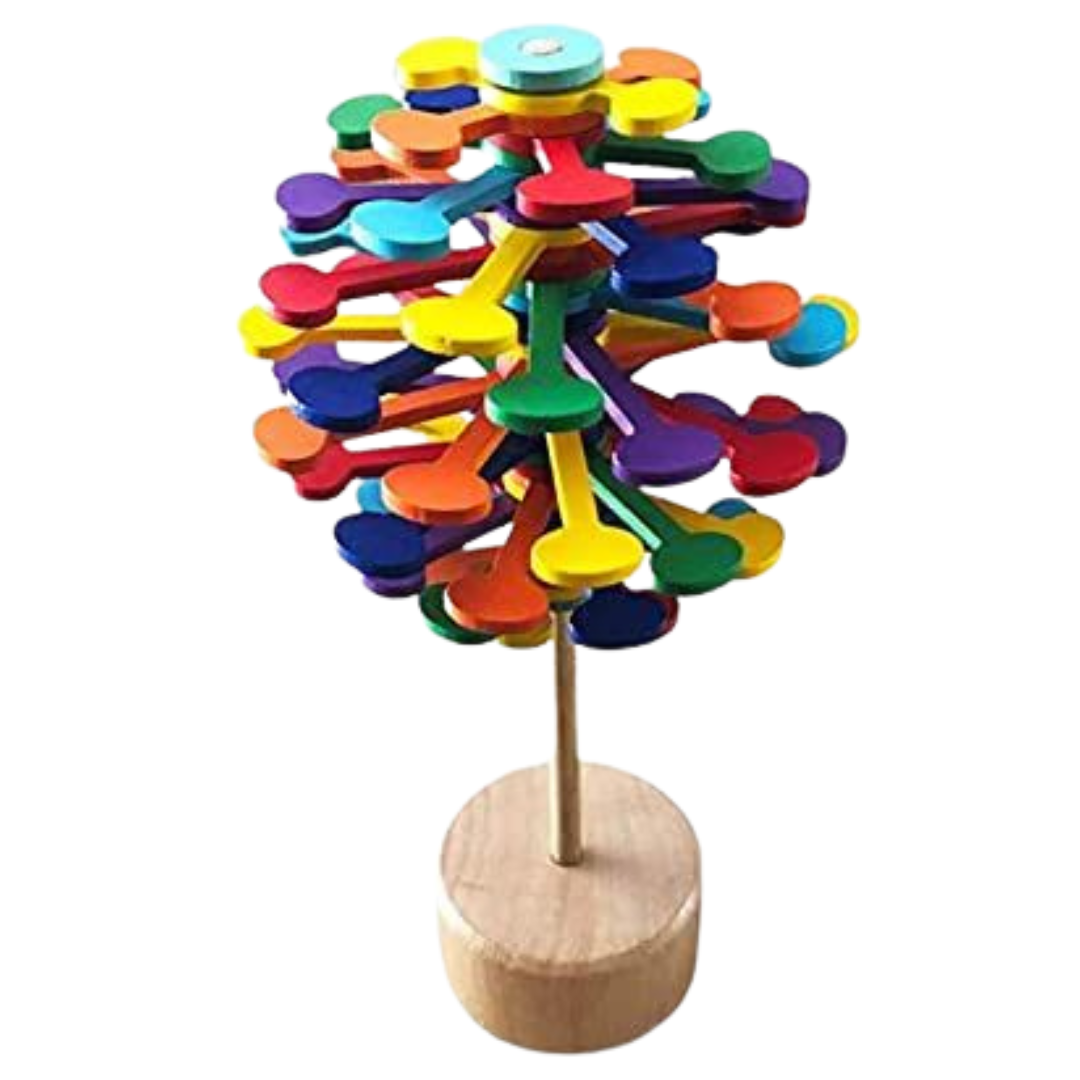 Spinning lollipop With Stand Kids Wooden fidget Toy