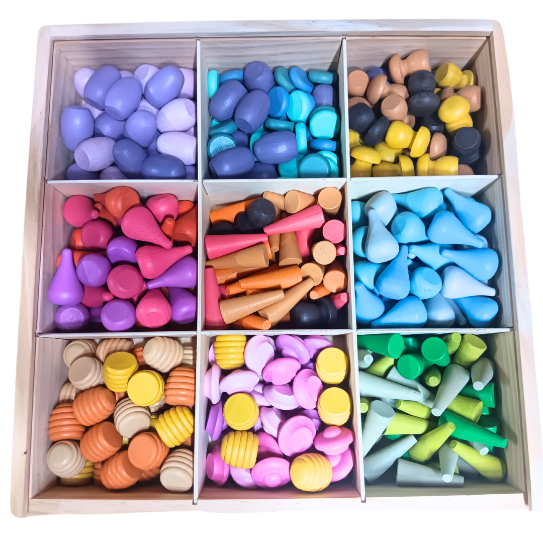Wooden Rainbow Colour Mandala Loose Parts Set Assorted Styles
