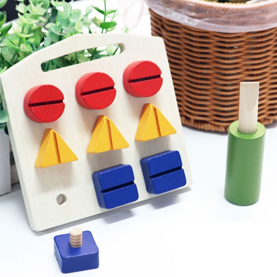 Montessori Wooden Bolt and Nut Busy Board