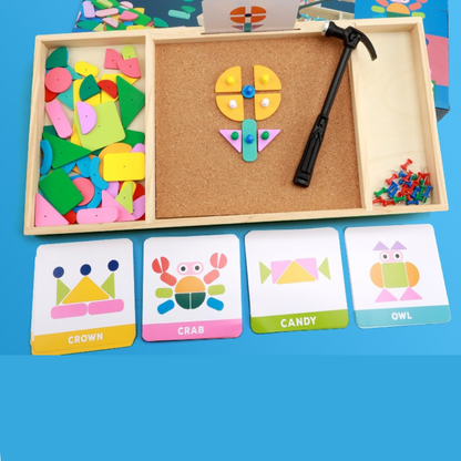 Tap a Shape Wooden Hammer Deluxe Nail Board  Geometric Shapes Game Toy
