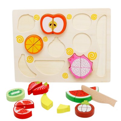 Jeu de découpe de fruits en bois, magnétique avec planche à découper