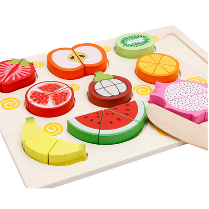 Wooden Fruit Cutting Puzzle Magnetic Fruit Cutting Board