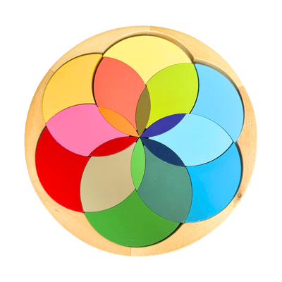 Rompecabezas de tablero de aprendizaje de rueda de colores primarios de lujo Montessori grande de 27 cm