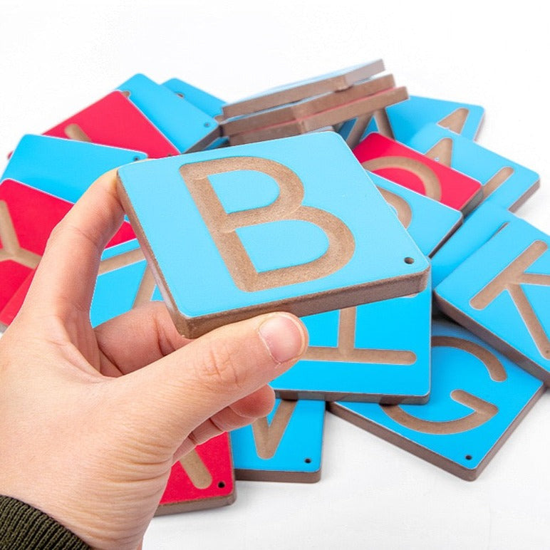 Nathan Wooden Alphabet Tracing Writing Board Pre-writing Letter Toy Upper or Lower Cases ALPHABET OR COUNTING