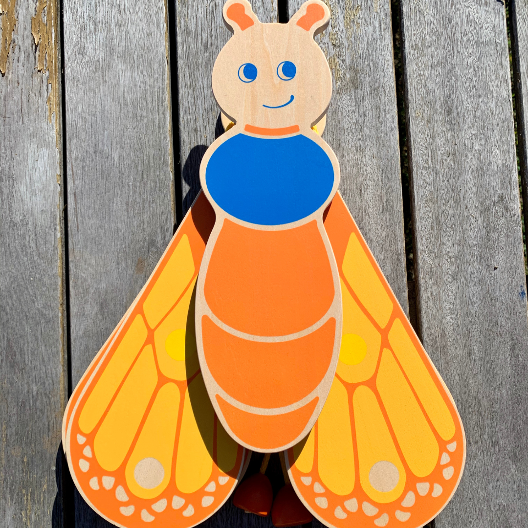 Large Wooden Butterfly Playroom Wall Decor Moveable Wings