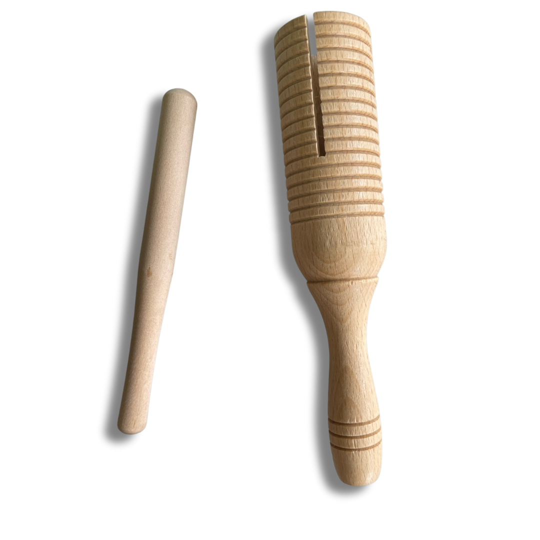 Wooden Guiro Crow Sounder Percussion Kids Musical Instrument Sound Sensory Toy