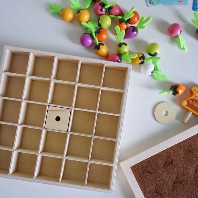 Wooden Vegetables Memory Game Colourful Radish Toy