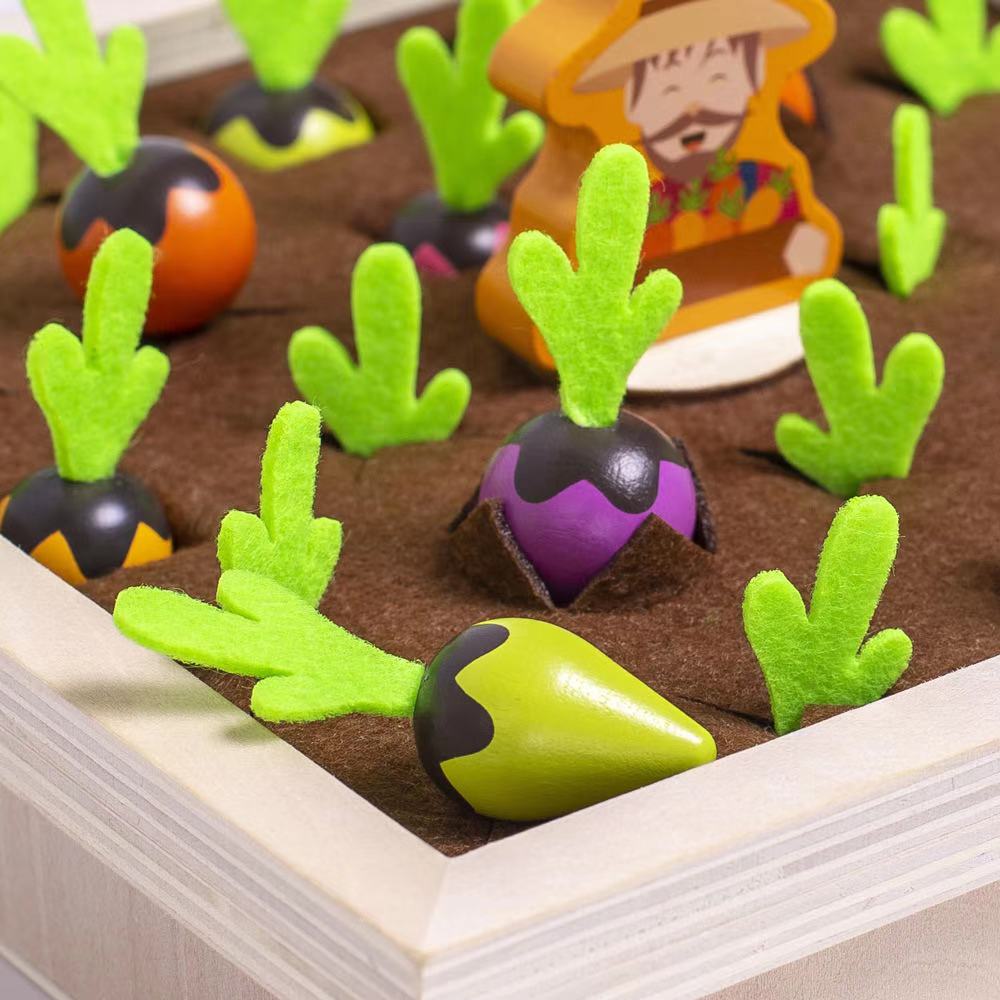 Wooden Vegetables Memory Game Colourful Radish Toy