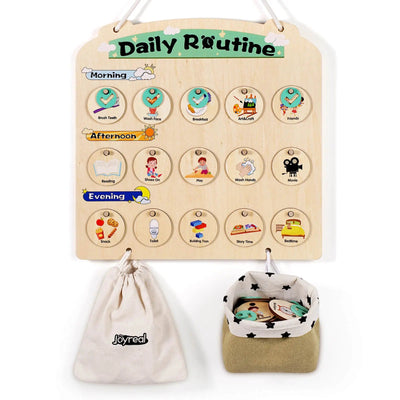 Wooden Visual Schedule for Kids - Sensory Routine Board for 3-6 Year Olds