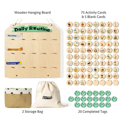 Wooden Visual Schedule for Kids - Sensory Routine Board for 3-6 Year Olds