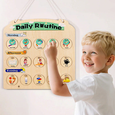 Wooden Visual Schedule for Kids - Sensory Routine Board for 3-6 Year Olds