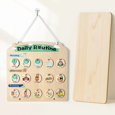 Wooden Visual Schedule for Kids - Sensory Routine Board for 3-6 Year Olds