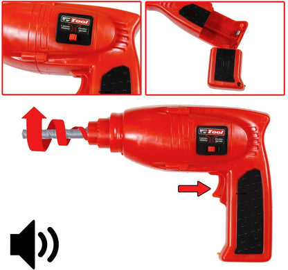 WKS-B 2-in-1 Workshop and Tools Carrycase Play Set with Fold up Design, Multiple Accessories and Electric Drill