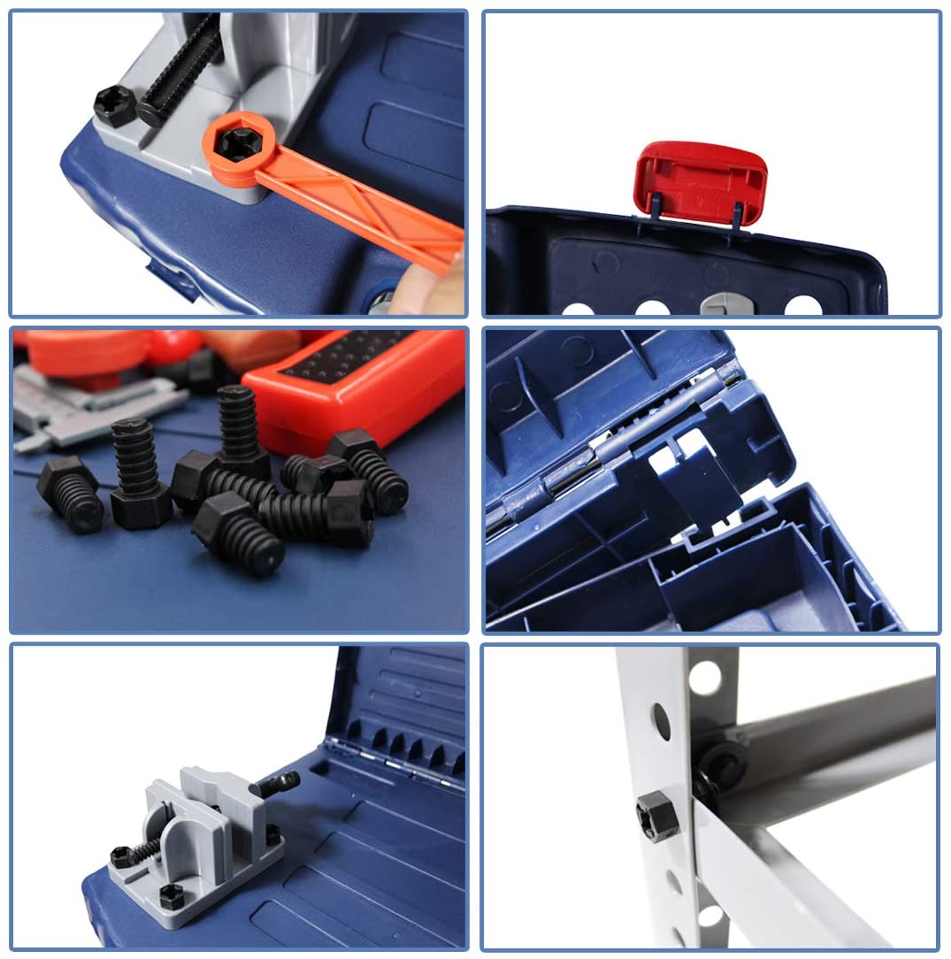 WKS-B 2-in-1 Workshop and Tools Carrycase Play Set with Fold up Design, Multiple Accessories and Electric Drill