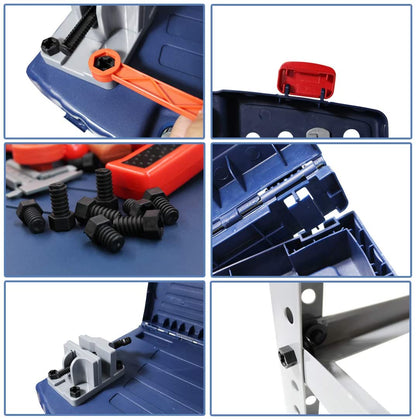 WKS-B 2-in-1 Workshop and Tools Carrycase Play Set with Fold up Design, Multiple Accessories and Electric Drill