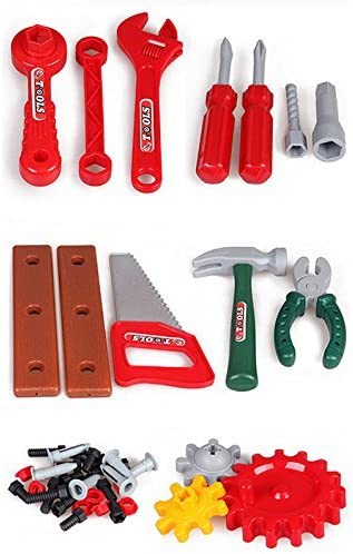 WKS-G Kit d'établi de jeu avec divers accessoires d'outils inclus – Cadeau pour enfants