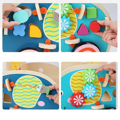 Fidtoy Pousseur Walking Cart – Elephant Wooden Toddler Push Toy for First Steps