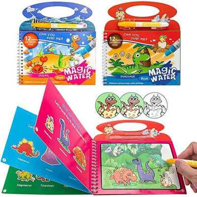 Fidtoy Magic Water Book - Animal Reusable Coloring Activity for Kids 3+