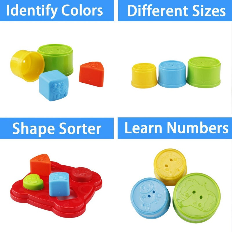 Nesting Shape Sorting and Stacking Cups Animal Castle
