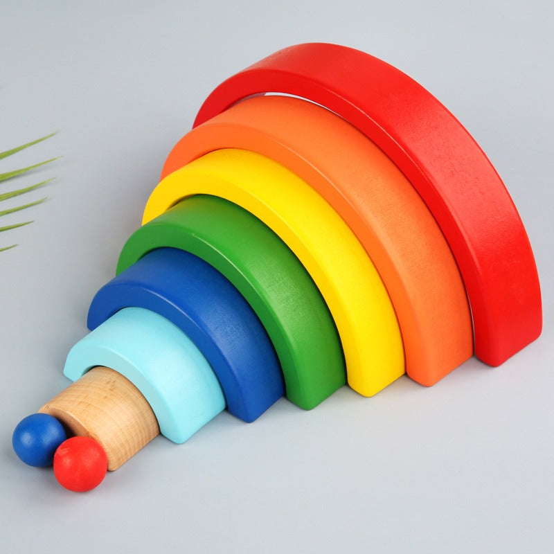 Rainbow Stacking Wooden Blocks - 7 Pieces