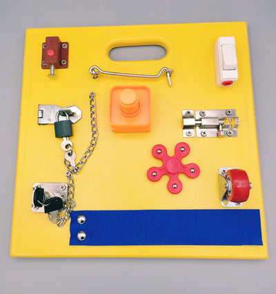 Busy Board - Montessori Activity Learning Wooden board - Yellow