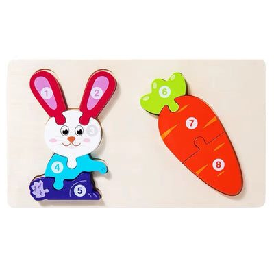 Ensemble de puzzles en bois en forme de lapin pour les tout-petits et les enfants d'âge préscolaire