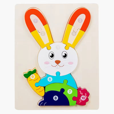Ensemble de puzzles en bois en forme de lapin pour les tout-petits et les enfants d'âge préscolaire
