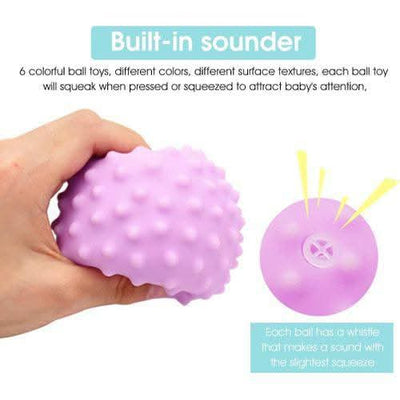 Pelotas Sensoriales Suaves Fidtoy – Set de 6 Juguetes Blandos de Baño para Bebés