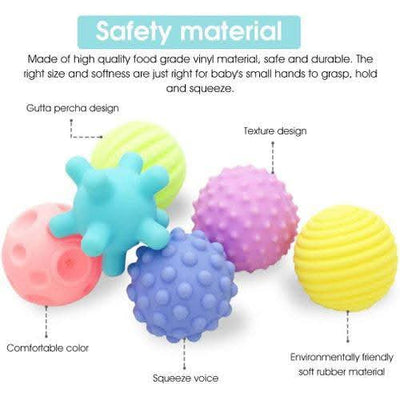 Pelotas Sensoriales Suaves Fidtoy – Set de 6 Juguetes Blandos de Baño para Bebés