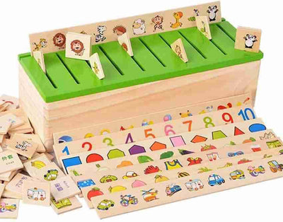 Fidtoy Caja clasificadora de madera – Juguete educativo Montessori para niños de 3+ años
