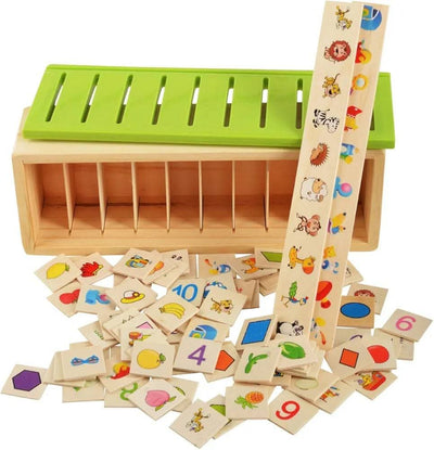 Fidtoy Caja clasificadora de madera – Juguete educativo Montessori para niños de 3+ años