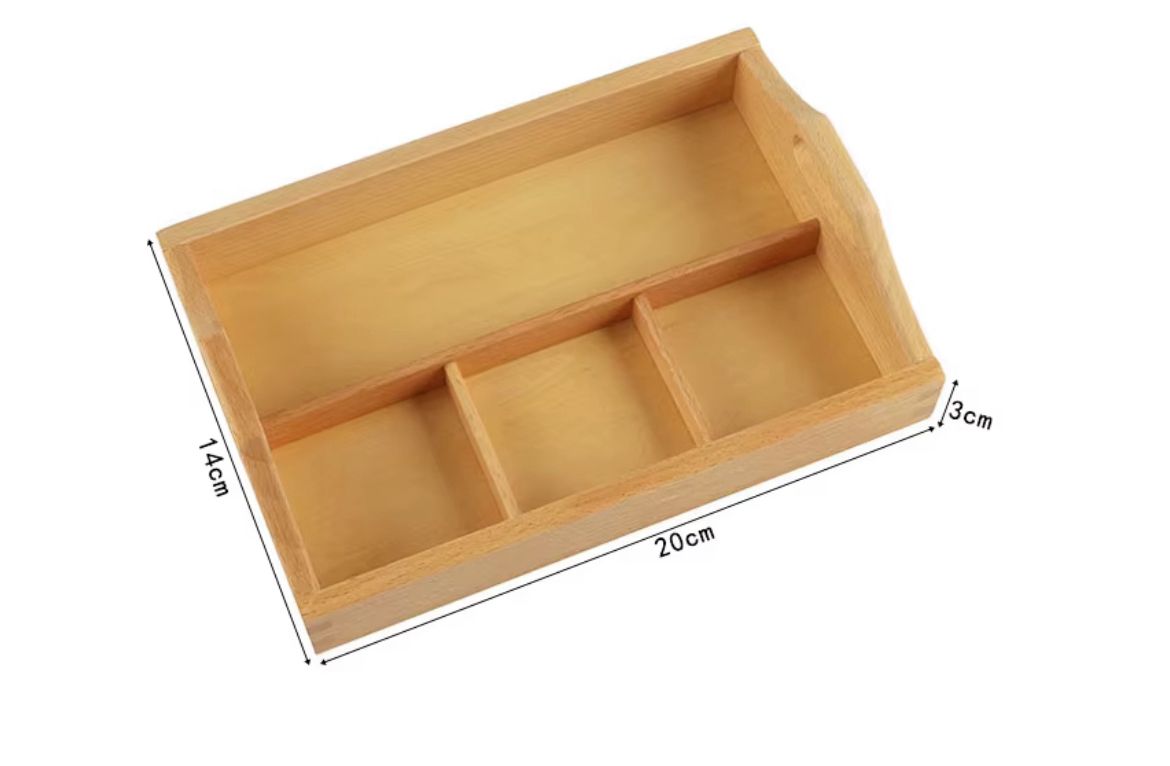 Montessori 4-Compartment Sorting Tray - Wooden Organizer for Classification Activities