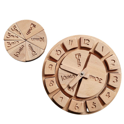 Horloge en bois avec perles en hêtre et chiffres en bois