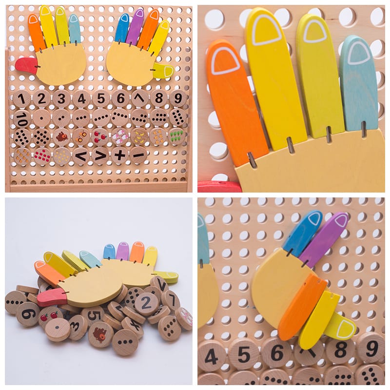 Wooden Sensory Wall Panel | Montessori Counting Pegboard Complete Wall System