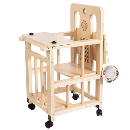 Wooden Multi-Use Baby Growth Chair with Sensory Activity Board (6–36 Months)