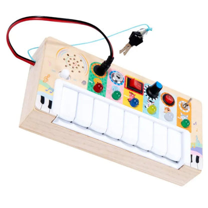 Wooden Electronic Piano Busy Board – Animal Sound Keyboard & Switches (3+ Years)