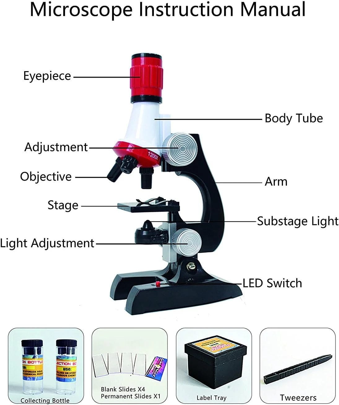 Fun & Learn Microscope for Kids 1200X - 128